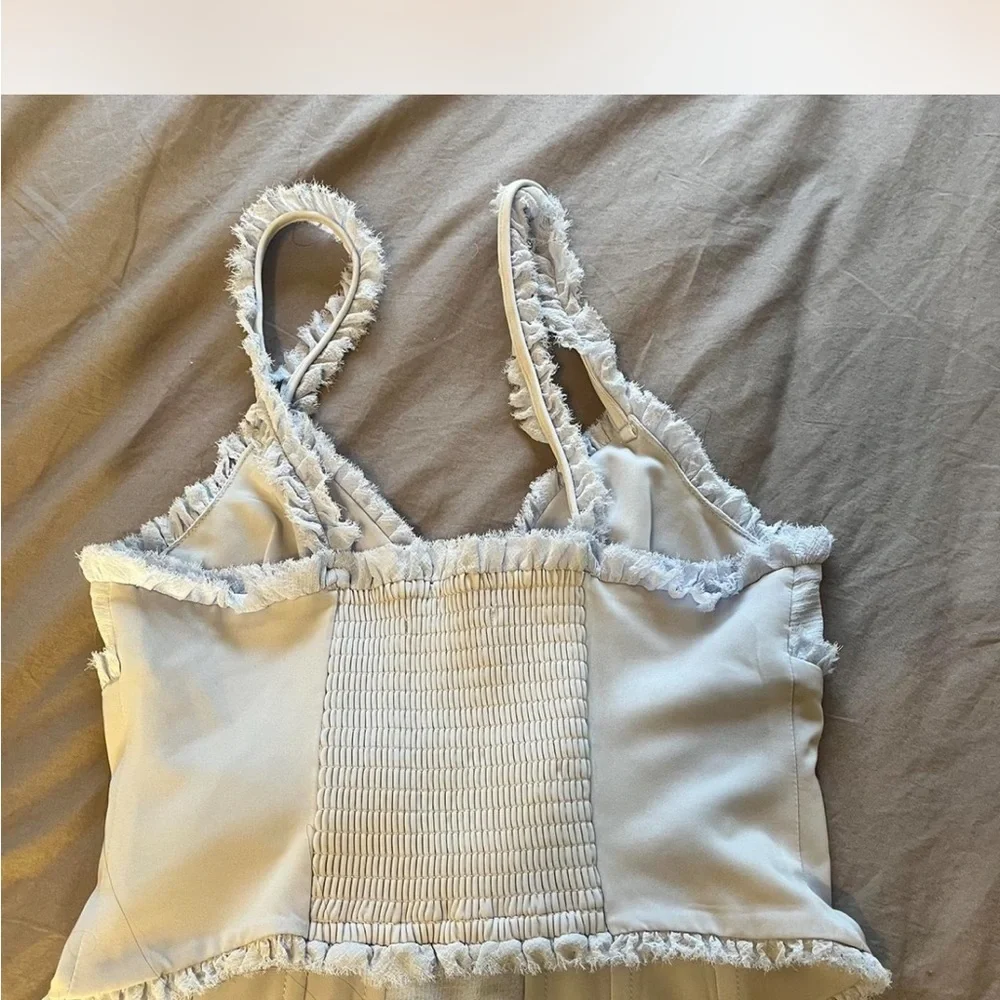 Kimchi Blue Gray Ruched Ruffled tank top - Picture 4 of 5